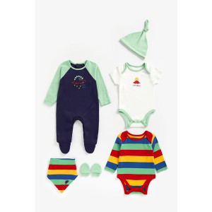 Boys 6 Piece Set Striped And Dino Print - Multicolor