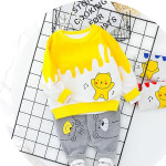 Boy's Cotton Full Sleeves Sweatshirt with Pant Set in Yellow Color